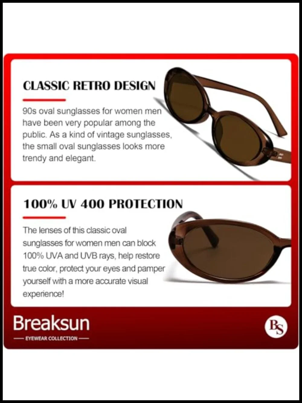 Retro Oval Fashion Sunglasses UV400 Protection Small Frame Vintage Shades